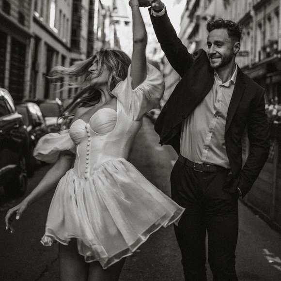 Puff Sleeve White Dress - Picture 3 of 6